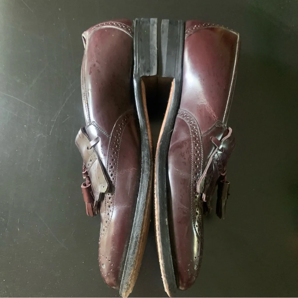 Johnston & Murphy Loafers Men's Size 9B Optima Burgundy Leather Wingtip Tassel